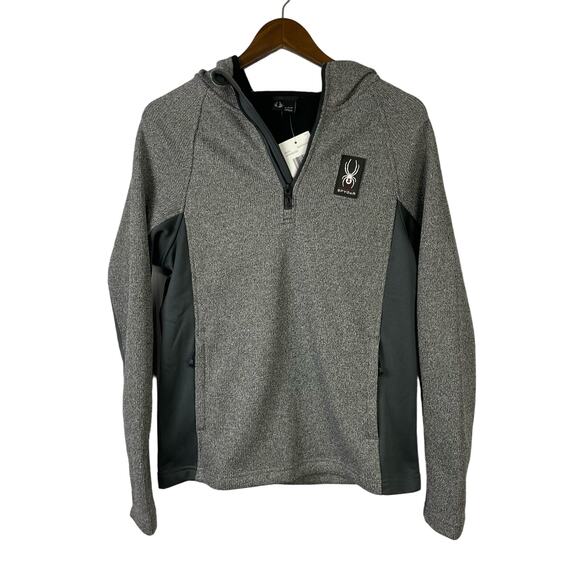 Spyder Boundless | NWT Gray on Gray Quarter Zip Pullover Hoodie Sweatshirt - Picture 3 of 13